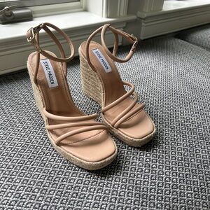 Steve Madden Tan Strappy Wedge Heels
